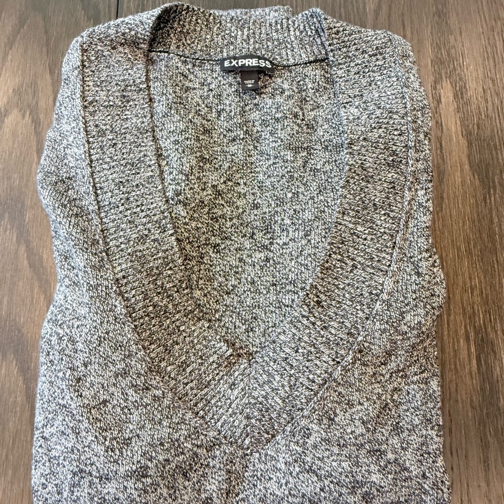 Express Women's V-Neck Sweater in Heather Gray